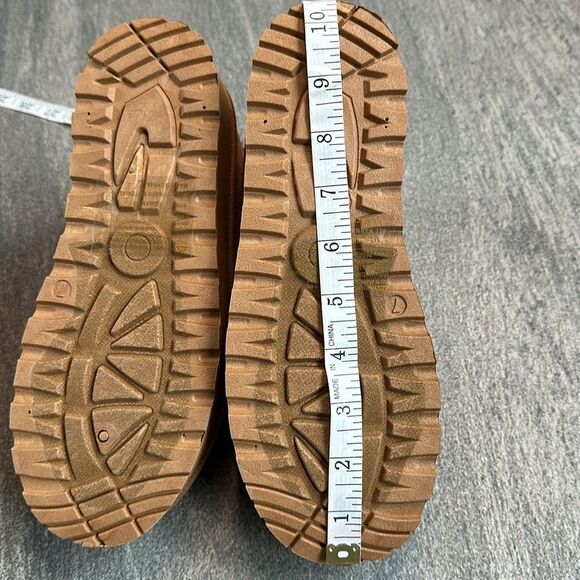 NEW Platform Slip On Clog Slippers Sherpa Faux Fur Lining Camel Brown Size 7 - Picture 9 of 13